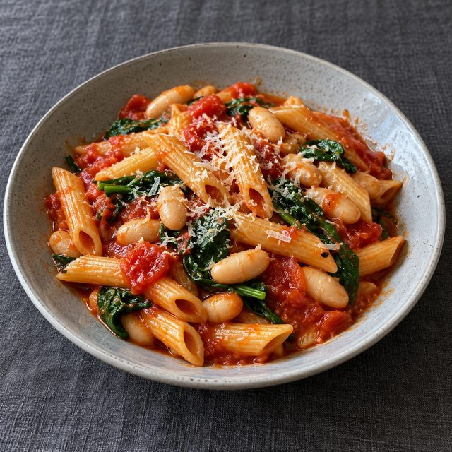 One-Pot Tomato, Spinach and White Bean Pasta