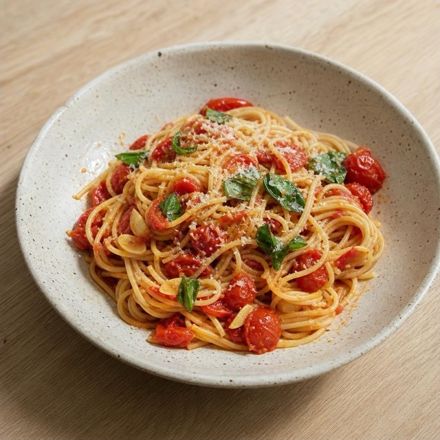 Cherry Tomato, Garlic and Basil Spaghetti