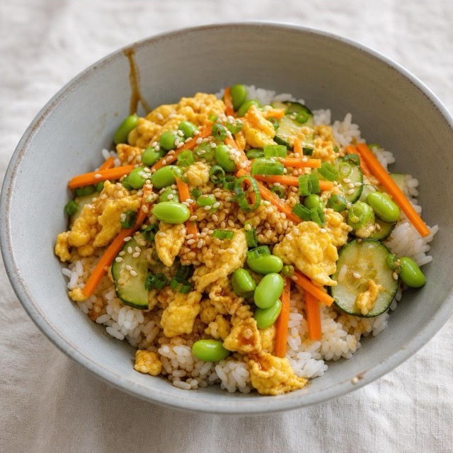 Soy Egg and Edamame Rice Bowls