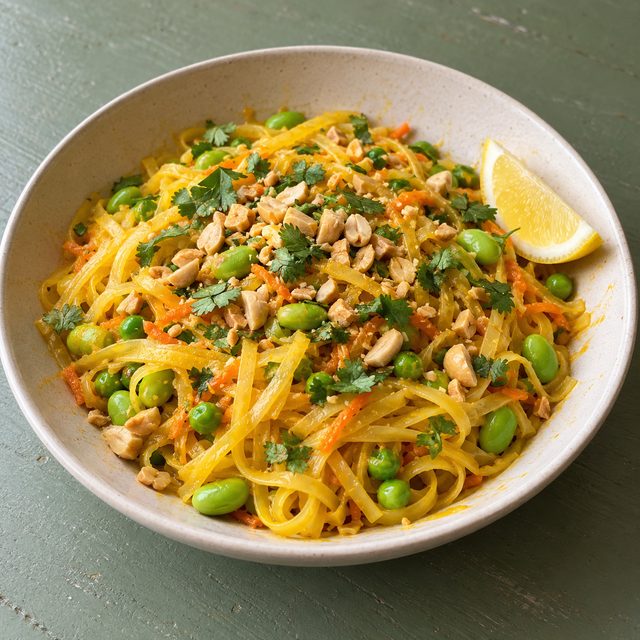 Lemon Sevai-Style Rice Noodles with Peanuts and Edamame