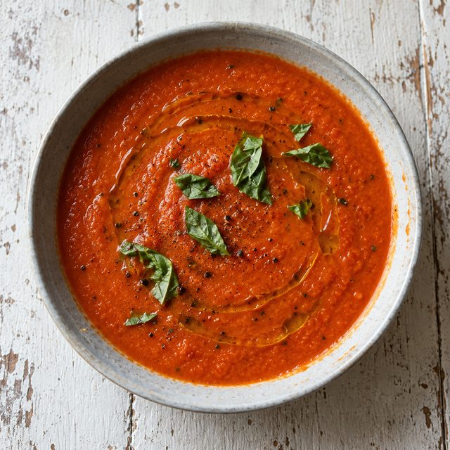 Roasted Red Pepper, Tomato and White Bean Soup