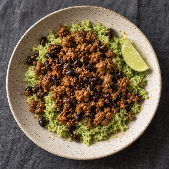 Arroz Verde with Spiced Pork and Black Beans