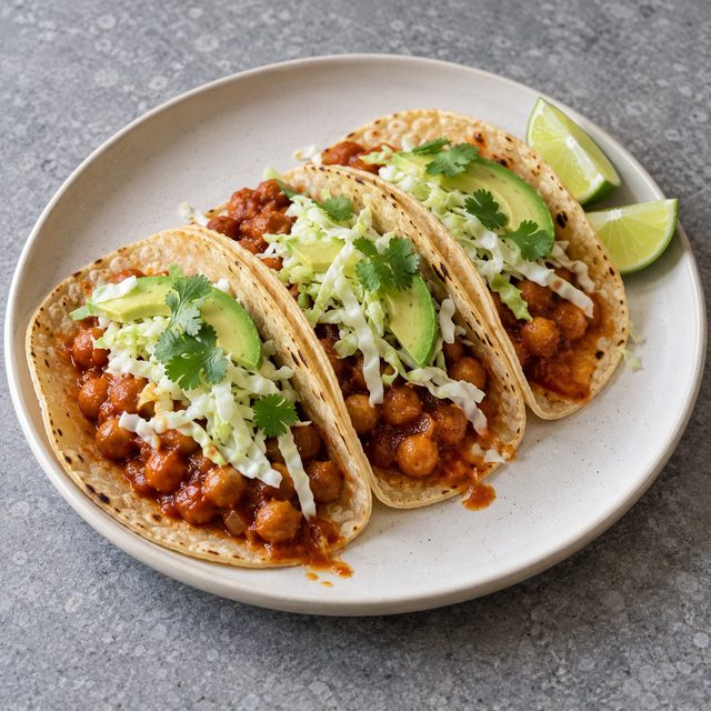 Chickpea Tinga-Style Tacos with Lime Cabbage