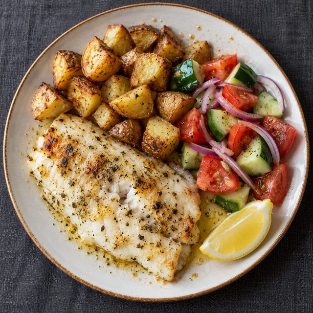 Air Fryer Greek-Style Lemon-Oregano Fish with Crispy Potatoes