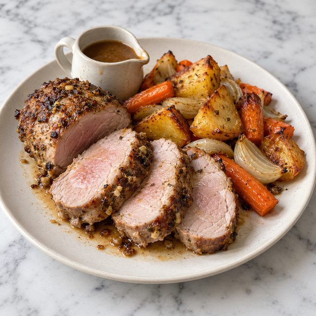 Sheet-Pan Garlic-Herb Pork Tenderloin with Potatoes and Carrots