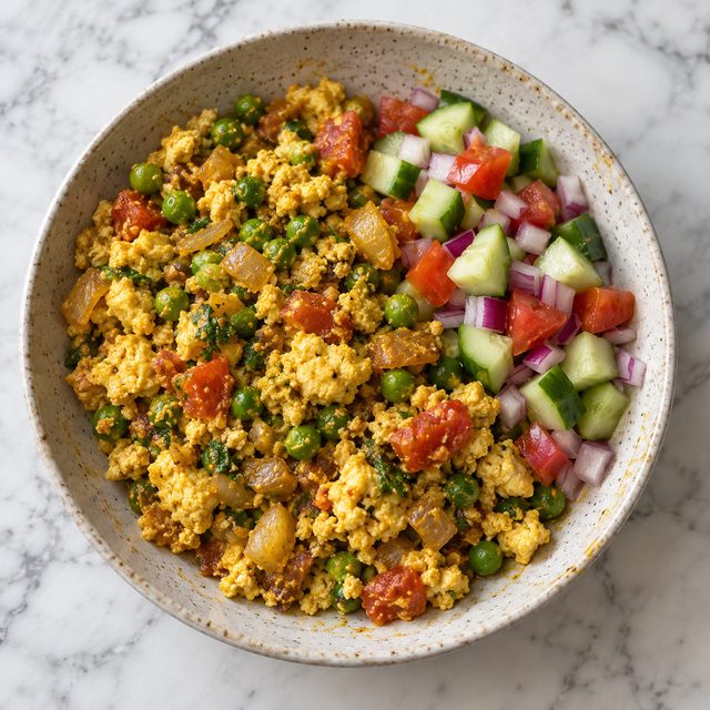 Paneer Bhurji Bowls with Peas and Kachumber Salad