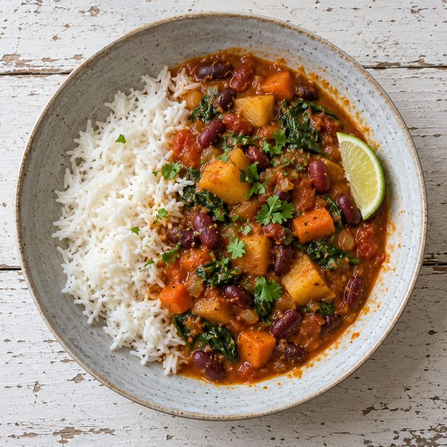 Gulf-Style Kidney Bean and Vegetable Salona with Rice