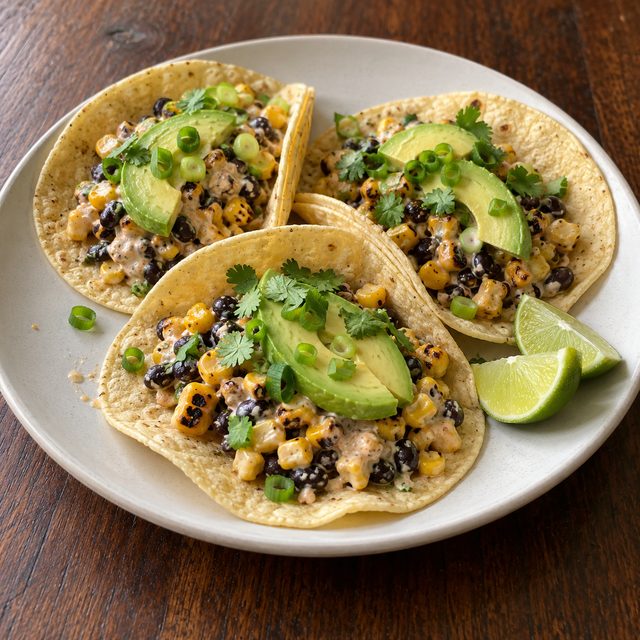 Esquites-Style Black Beans and Charred Corn with Warm Tortillas