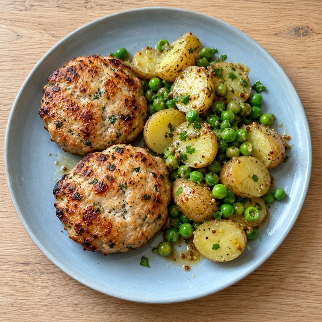Air Fryer Provençal Turkey Patties with Warm Dijon Potato Salad