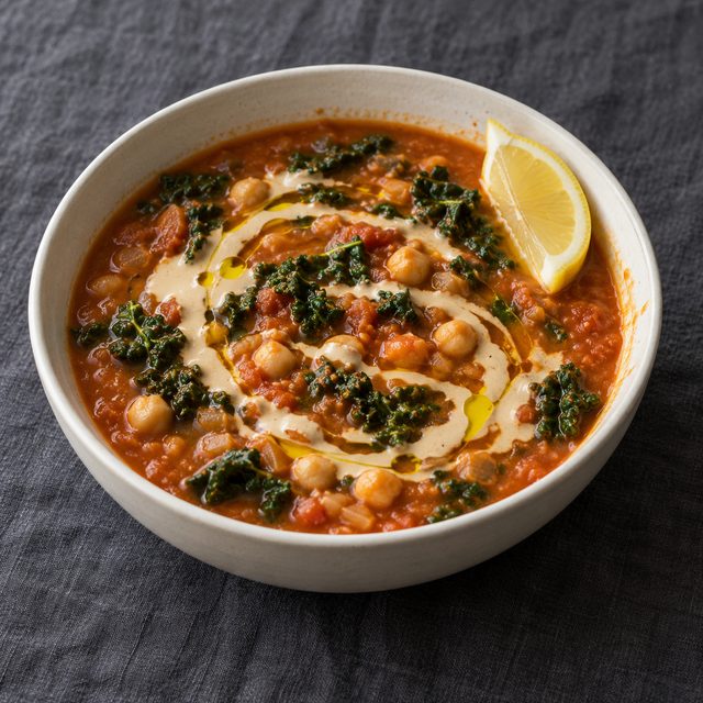 Lemony Chickpea and Kale Soup with Cumin and Tahini